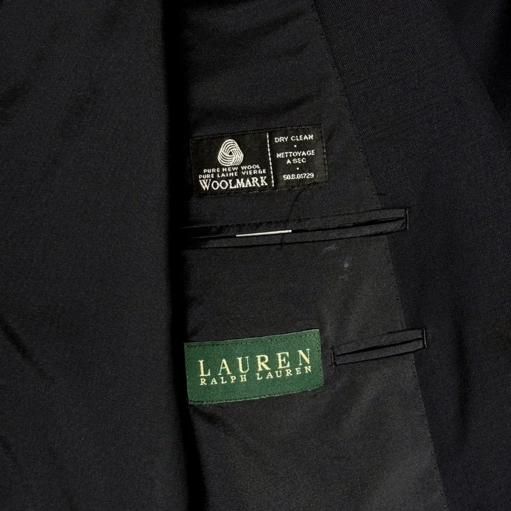 Vintage Lauren Ralph Lauren Black Wool Blazer Gold Buttons 90s Classic